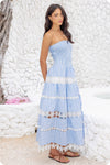 Striped Floral Lace Tube Dress