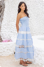 Striped Floral Lace Tube Dress