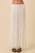 Mesh Midi Skirt With Contrasting Godet Ruffle