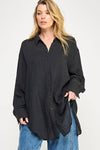 WASHED SUPER SOFT SEE THROUGH BUTTON DOWN SHIRT