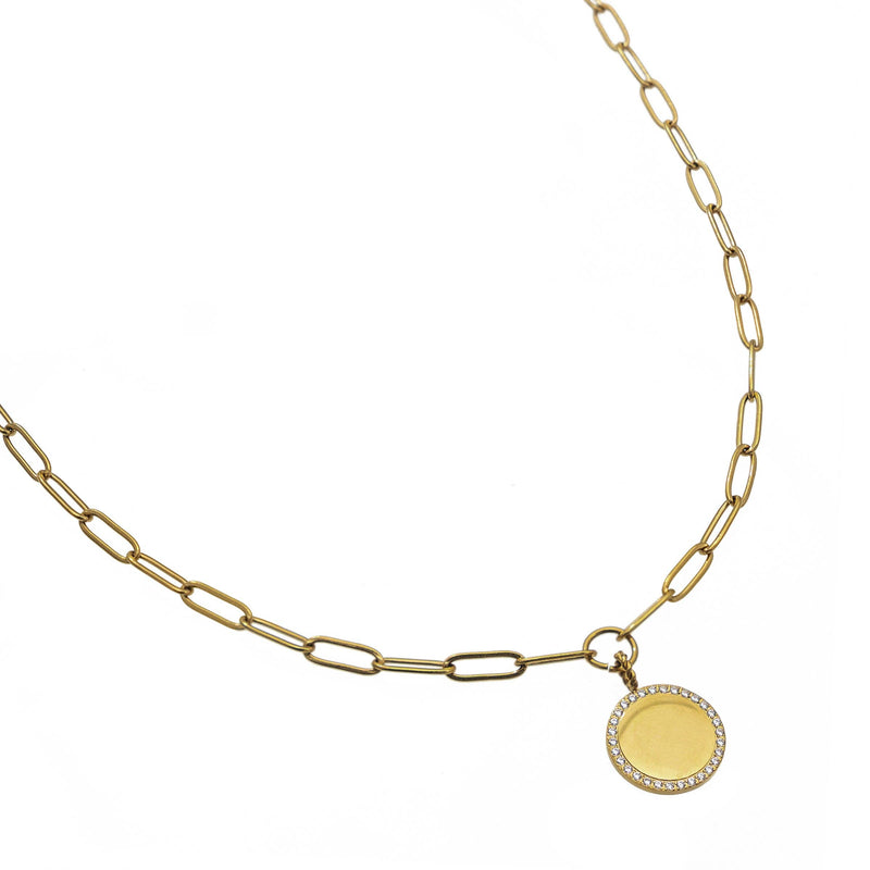 Waterproof Gold Paperclip Coin Necklace