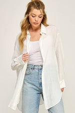 WASHED SUPER SOFT SEE THROUGH BUTTON DOWN SHIRT