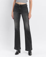 HIGH RISE FRONT PATCH POCKET FLARE JEANS