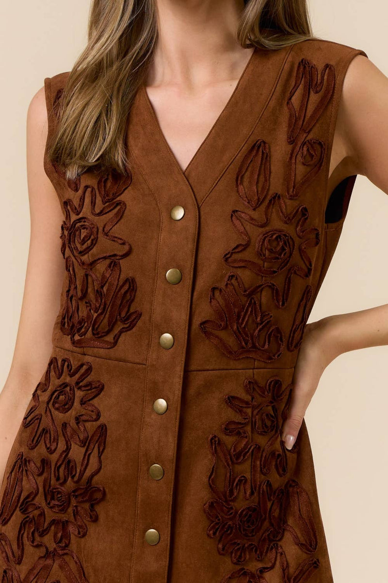 Lana Button-Down Suede Dress