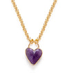 Gemstone Heart Pendant Chunky Chain: Amethyst