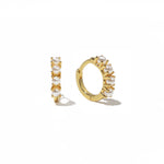 18K Gold Pearl Huggies