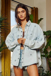 Star Print Washed Denim Jacket