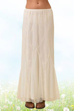 Mesh Midi Skirt With Contrasting Godet Ruffle