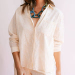 Ivory Eyelet Bermuda Button Down