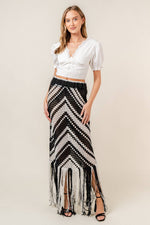 RESORT BEACH CHEVRON CROCHET MIDI SKIRT