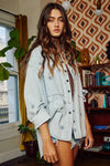 Star Print Washed Denim Jacket