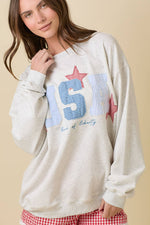 USA Patchwork Oversized Crewneck Top