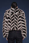 Chevron Faux Fur Cropped Coat
