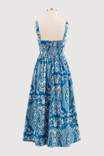 BORDER PRINT MIDI DRESS