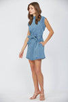 CUT OUT WASHED DENIM DRESS
