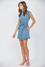 CUT OUT WASHED DENIM DRESS