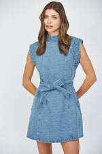 CUT OUT WASHED DENIM DRESS