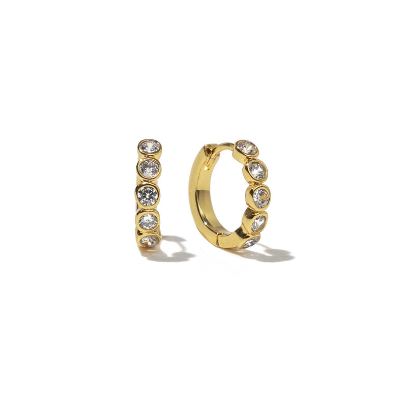 18K Gold Diamond Huggies