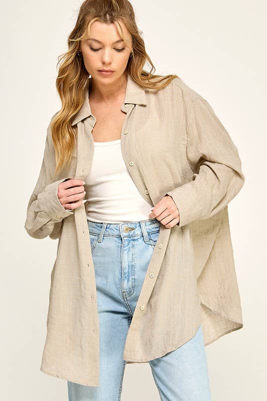 WASHED SUPER SOFT SEE THROUGH BUTTON DOWN SHIRT
