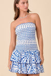 Low Waist Smocking Eyelet Ruffle Summer Mini Dress
