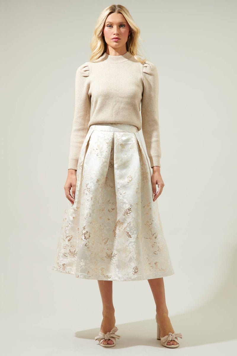 Miranda Solid Cropped Sweater: Oatmeal