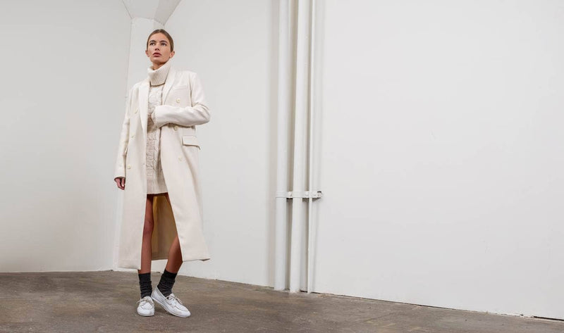 NOTCH COLLAR BUTTON FRONT LONG LINE COAT