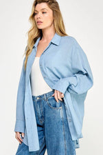 WASHED SUPER SOFT SEE THROUGH BUTTON DOWN SHIRT