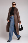 Faux Shearling Midi Wrap Coat