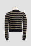 STRIPE V NECK BUTTON FRONT KNIT CARDIGAN