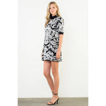 Jacquard Knit High Neck Mini Dress