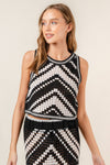 RESORT BEACH CHIC CHEVRON CROCHET CROP TANK