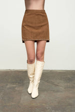 STUD DETAIL SUEDE MINI SKIRT