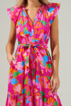 Daphne Floral Dynamite Button Midi Dress