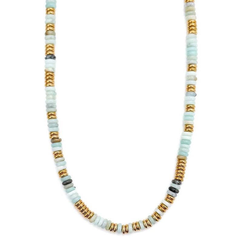 Joan Multi Color Beaded Stone Necklace: BLACK