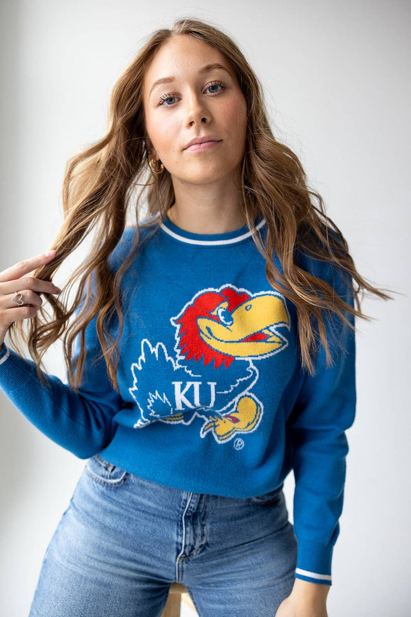 Kansas Wicks Woven Striped Detail Sweater