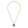 Gemstone Heart Pendant Chunky Chain: Amethyst