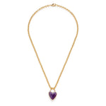 Gemstone Heart Pendant Chunky Chain: Amethyst