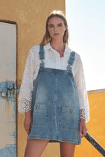 DENIM OVERALL MINI DRESS