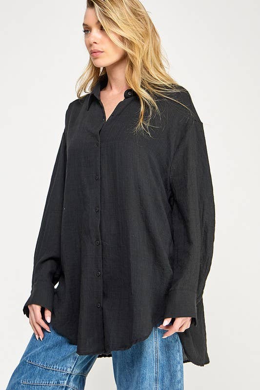 WASHED SUPER SOFT SEE THROUGH BUTTON DOWN SHIRT