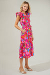 Daphne Floral Dynamite Button Midi Dress