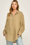 WASHED SUPER SOFT SEE THROUGH BUTTON DOWN SHIRT