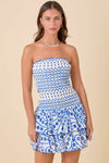 Low Waist Smocking Eyelet Ruffle Summer Mini Dress