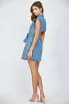 CUT OUT WASHED DENIM DRESS