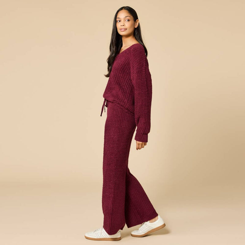 Oprah's Fave 2025 - Marshmallow Waffle V-Neck Lounge Set Cherry