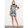 Jacquard Knit High Neck Mini Dress