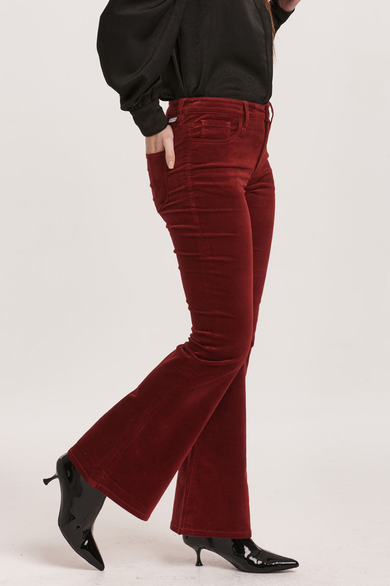 Rosa High Rise Flare Pant  - Burgundy