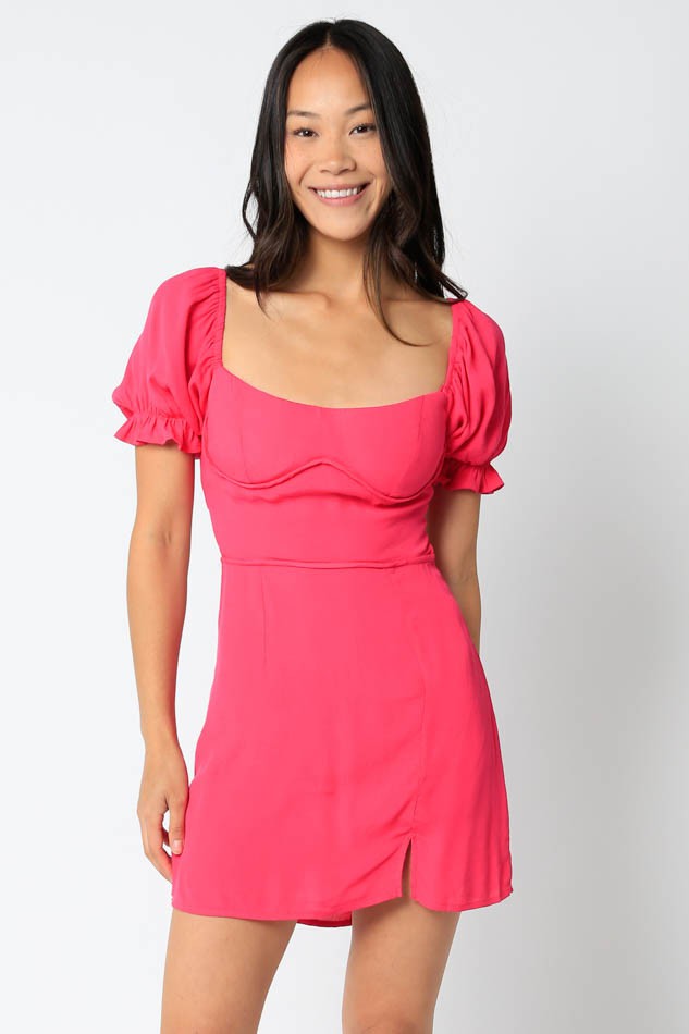 Rose Mini Dress - Fushcia