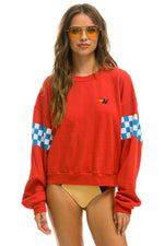 Check 2 Sleeve Crew Neck