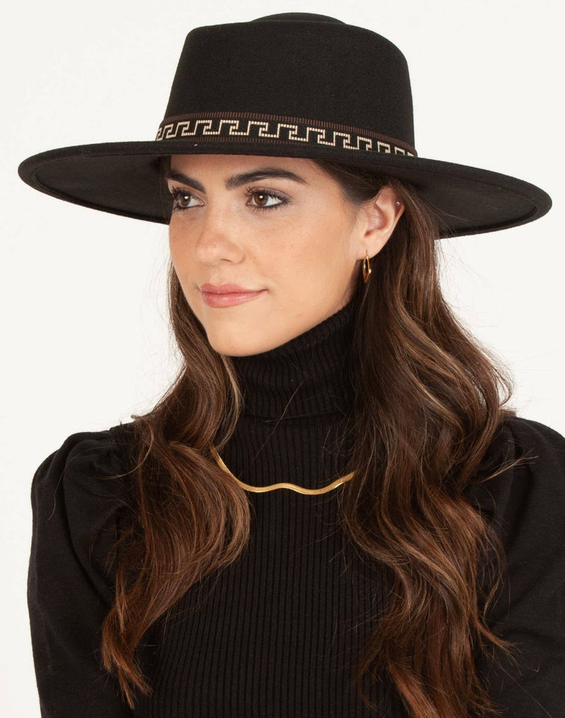 RYE WITH GREEK KEY TRIM-BLACK